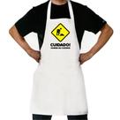 Avental Branco Cuidado! Homem na cozinha