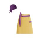 Avental Cintura Amarelo Bandana Faixa Roxo Sorveteria Açai