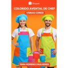 Avental Colorido com Chapéu Adulto monitor recreação Unissex Profissional Gastronomia Cozinheiro Com