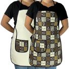 Avental Cozinha Dupla Face C/ Bolso Estampado Cozinha Linda Estampa:Café