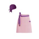 Avental de Cintura Rosa e Bandana Roxo Confeitaria Açai