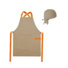 Avental e Bandana Bege Laranja Chef Cozinha Bistro Bar Avental e Bandana Bege Laranja Chef Cozinha Bistro Bar