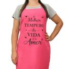 Avental Em Oxford Rosa Estampada Ajustável Cozinha Restaurante Presente Dia Das Mães Aniversario