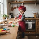 Avental + Touca Infantil Protetor Mestre Cuca Para Cozinhar Kit 2 Peças Unissex Liso Mini Chef