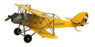 Avião Amarelo Decorativo De Hélice Estilo Retrô Vintage 29cm