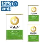 Azeite Oliva Extra Virgem Lata Gallo Kit 3 Unidades De 500ml