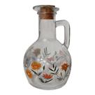 Azeiteiro/Vinagreiro/Garrafa Decorativa de Vidro C/Alça+tp Rolha Cortiça Floral 180ml