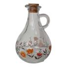 Azeiteiro/Vinagreiro/Garrafa Decorativa de Vidro C/Alça+tp Rolha Cortiça Floral 320ml