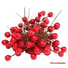 Azevinho Artificial Vermelho Natal - 100 Bagas para Decoração de Festa Azevinho Artificial Vermelho Natal - 100 Bagas para Decoração de Festa