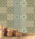 Azulejo Adesivo De parede fosco Em Tons Verde musgo E Bege