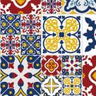 Azulejo Adesivo Lavável Com Detalhes Em Azul Vermelho Amarelo E Branco Para Cozinha Azulejo Adesivo Lavável Com Detalhes Em Azul Vermelho Amarelo E Branco Para Cozinha