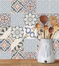 Azulejo Adesivo Lavável Em Tons Azul Bege marrom Cinza E preto