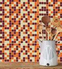 Azulejo Adesivo Lavável Pastilhas Em Tons De laranja marrom Bege E Branco