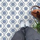 Azulejo MORCART - 20 piezas de vinilo impermeable azul y blanco de 20x20 cm