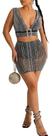 B0127 Conjunto Festa Luxo Pedraria Croppped Saia Brilho 5jn0502