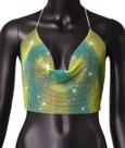 B0412-Blusa Top Cropped Bordado Pedraria Strass Festa Carnaval Balada B0412-Blusa Top Cropped Bordado Pedraria Strass Festa Carnaval Balada