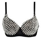 B1001-Blusa Festa Balada Sexy Top Cropped Bordado Spike M239