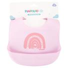 Babador Ajustável de Silicone com Bolso Bebê Rosa Pimpolho