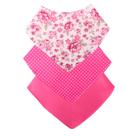 Babador Bandana Bebê Kit Com 3 Menina Floral Pink