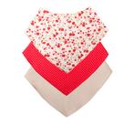 Babador Bandana Bebê Kit Com 3 Menina Floral Vermelho