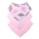 Babador Bandana Bebê Kit Com 3 Menina Nuvem Rosa