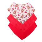Babador Bandana Bebê Kit Com 3 Menina Ursinho Vermelho Babador Bandana Bebê Kit Com 3 Menina Ursinho Vermelho