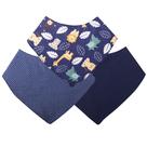 Babador Bandana Para Bebê Kit 3 Peças Menino Safari Azul Marinho