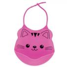 Babador De Silicone Cata Pega Migalhas Impermeavel Bebê Gato Rosa - Buba