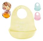 Babador De Silicone Com Cata Migalhas Impermeável Bebe