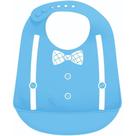 Babador De Silicone Com Pega Migalhas Azul Menino Buba
