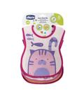 Babador Easy Meal Menina 3 Peças Chicco Babador Easy Meal Menina 3 Peças Chicco