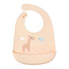 Babador em Silicone com Pega Migalhas Cloudy Girafa Bege - Buba