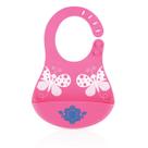 Babador Impermeável 100% Silicone Com Porta Migalhas Rosa / Azul Baby Nuby Cor:Rosa