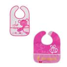 Babador Impermeável Bebê Menina Kit 2 Peças Comtac Kids 1328 Babador Impermeável Bebê Menina Kit 2 Peças Comtac Kids 1328