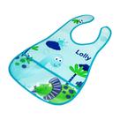Babador impermeavel lolly porta migalhas azul