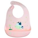 Babador infantil Vaquinha Impermeável C/ Bolso pega migalhas Rosa - Castela