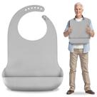 Babador para adultos TaoTazon ajustável de silicone impermeável cinza