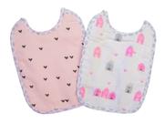 Babador Para Bebe Impermeável Menina Flanela 2 Unidades 100% Algodão Ideal Para Alimentação