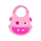 Babador Para Bebê Infantil Silicone Porquinho Rosa com bolso cata-migalhas Kababy - 1037F