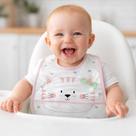 Babador Plástico Bolso Pega Migalhas Kit 2 un impermeável Infantil rosa menina Bebê Estampado Papi Textil