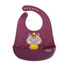 Babador Silicone com Bolso Coletor de Migalhas - Impermeável, tiras autocolantes, Milky