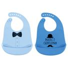 Babadores de comida Hudson Baby Perfect Gentleman de silicone impermeável