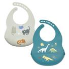 Babadores de silicone para bebês Little Rawr, 2 conjuntos à prova d'água, sem BPA