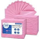 Babadores dentários descartáveis TENKAIWICK, pacote 160, impermeáveis, rosa