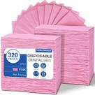 Babadores dentários descartáveis TENKAIWICK, pacote 320, impermeáveis, rosa