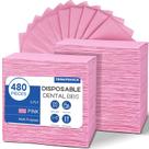 Babadores dentários descartáveis TENKAIWICK, pacote 480, impermeáveis, rosa
