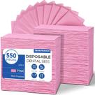 Babadores dentários descartáveis TENKAIWICK, pacote 550, impermeáveis, rosa