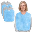 Babadores para adultos Lunluarai Reutilizáveis Terry Waterproof, 4 pacotes, cinza+azul