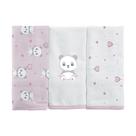 BABETE BUBLIM MALHAS PANDA ROSA - Kit com 3 Unidades