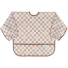 Babete de bebê com manga comprida para 6 a 24 meses, xadrez bege Babete de bebê com manga comprida para 6 a 24 meses, xadrez bege